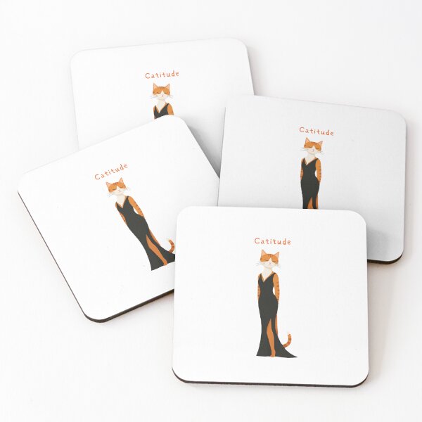 Item preview, Catitude Stylish Elegant Cat in Evening Black Dress designed and sold by Inka Moon Design.