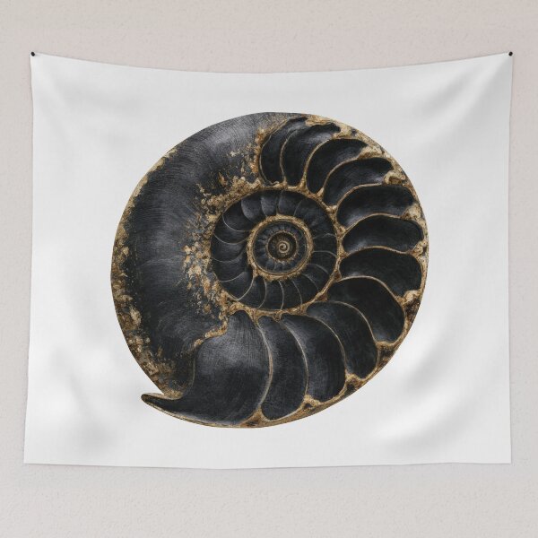 Item preview, Dark nautilus shell spiral gold ocean aesthetic designed and sold by olenapetol.