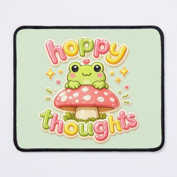 Item preview, Hoppy Thoughts Kawaii Frog Sticker | Cute Frog on Mushroom | 3D Cartoon Positive Quote | Cottagecore Aesthetic  designed and sold by StickyDelights.