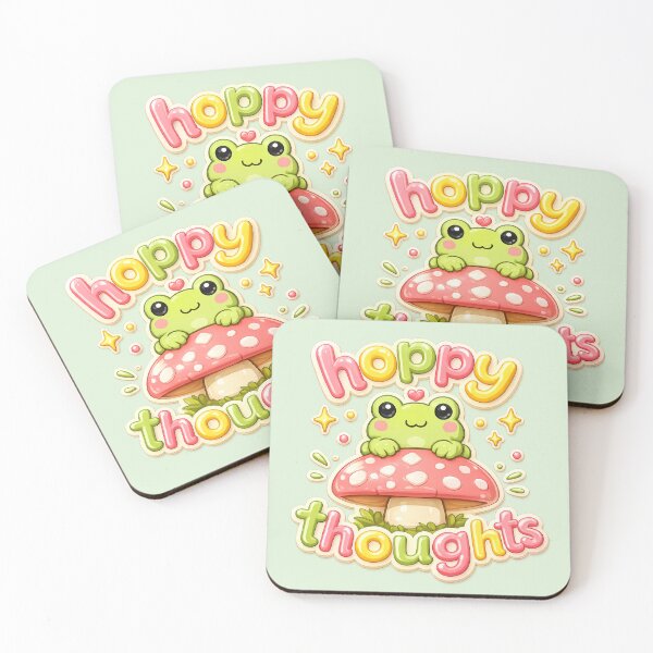 Item preview, Hoppy Thoughts Kawaii Frog Sticker | Cute Frog on Mushroom | 3D Cartoon Positive Quote | Cottagecore Aesthetic  designed and sold by StickyDelights.