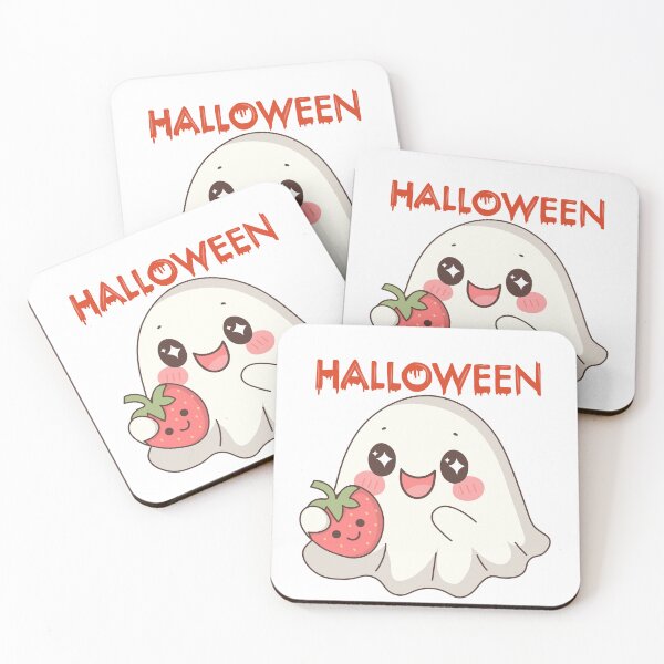 Item preview, Cute Kawaii Ghost with Strawberry Halloween designed and sold by     Sela Art .