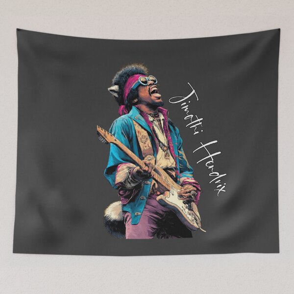 Item preview, Jimothy The Raccoon & Jimi Hendrix MaSHuP Design designed and sold by Monstera Mosaics & Plant Art.