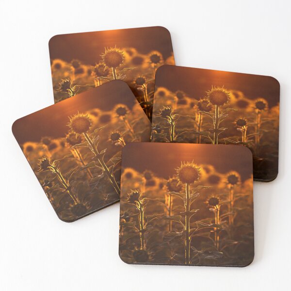 Item preview, Golden Hour Sunflower Field: Warm Backlit Summer Sunset designed and sold by Catrinann.