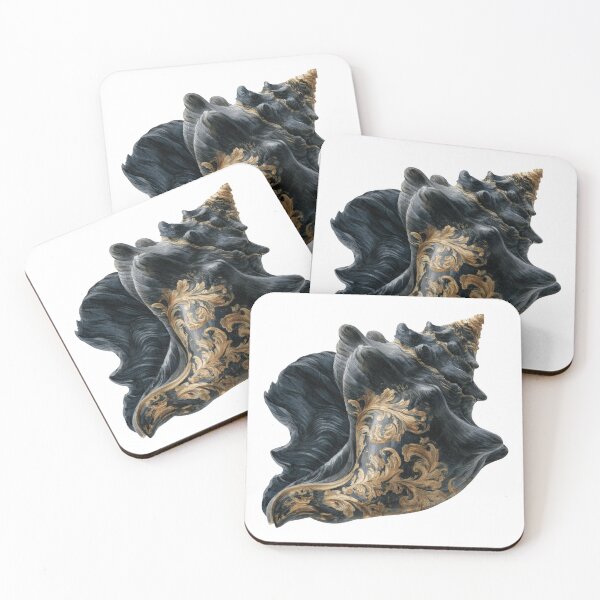 Item preview, Ornamental sea shell black gold baroque style designed and sold by olenapetol.