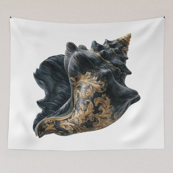 Item preview, Ornamental sea shell black gold baroque style designed and sold by olenapetol.