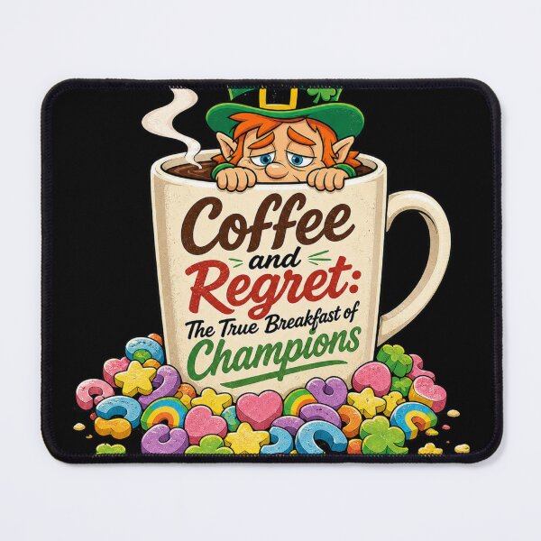 Item preview, Coffee and Regret Funny Leprechaun Shirt designed and sold by CerealBoxInk.