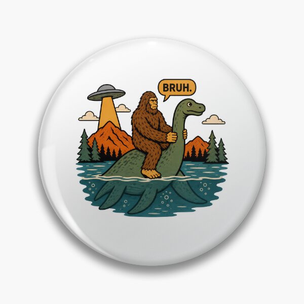 Item preview, Bigfoot Sasquatch Riding on Loch Ness Monster designed and sold by gunaone-design.