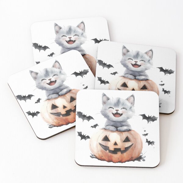 Item preview, Cute Kitten on Pumpkin with Bats for Halloween designed and sold by Chris Art Printing.