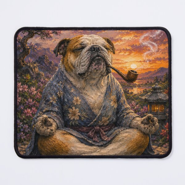 Item preview, Meditating Bulldog with Smoking Pipe designed and sold by ArcaneVisionArt.
