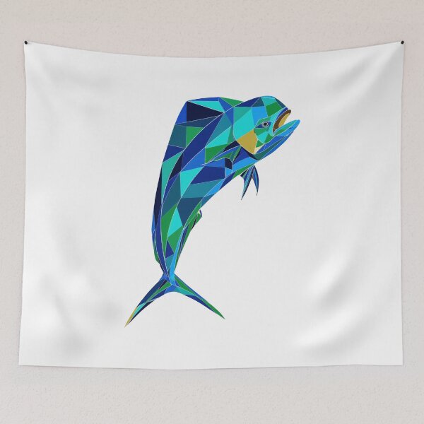 Item preview, Geometric mahi fish colorful modern ocean design designed and sold by olenapetol.
