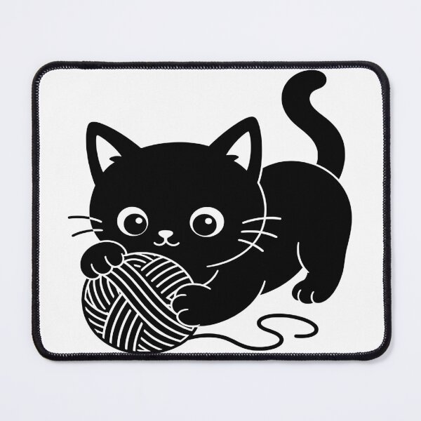 Item preview, Cute Black Cat Playing with Yarn Sticker | Minimalist Kitten Design Stickers designed and sold by Sunday.Supply.