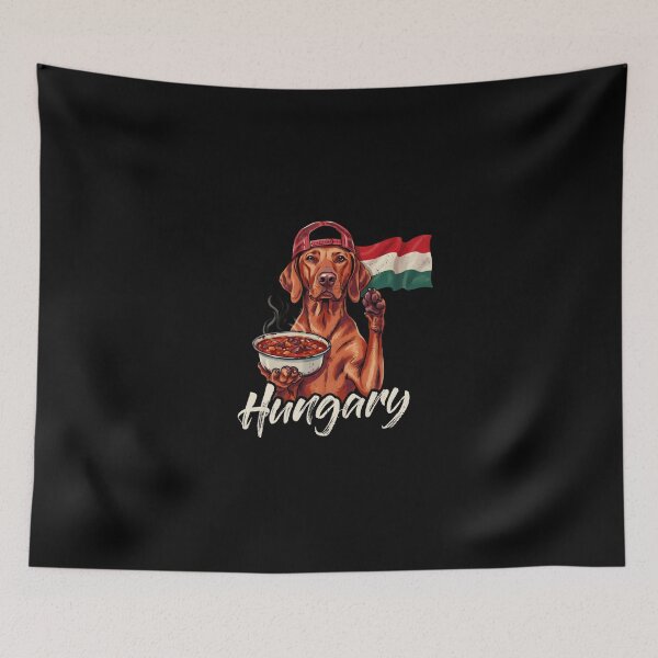 Item preview, Hungary Vizsla Dog Hungarian Flag Goulash Soup Mascot designed and sold by Enea Kelo.