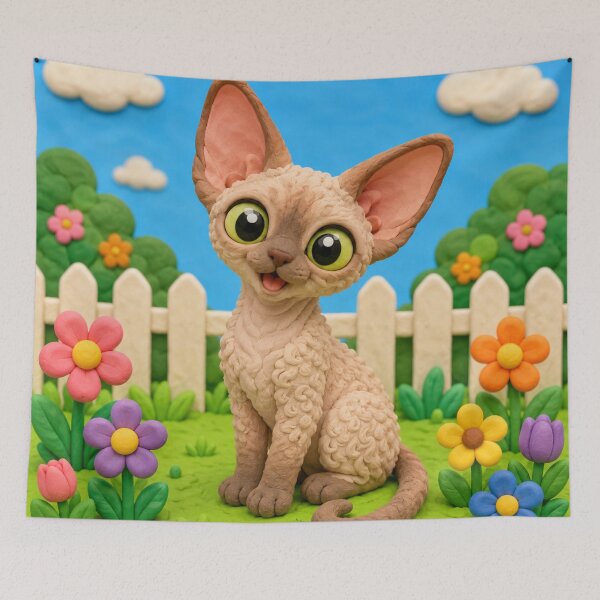 Item preview, Devon Rex cat - clay designed and sold by AcornAndPebble.