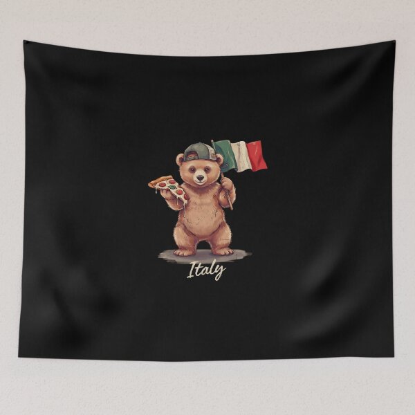 Item preview, Italy Bear Italian Flag Pepperoni Pizza Slice Mascot designed and sold by Enea Kelo.