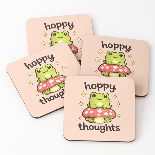 Item preview, Hoppy Thoughts – Cute Kawaii Frog on Mushroom Sticker | Whimsical Positive Cartoon designed and sold by StickyDelights.