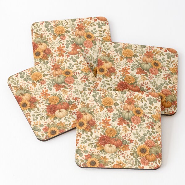 Item preview, Heirloom Sunflower and Pumpkin Autumn Floral Pattern designed and sold by ArtDesignRemix.