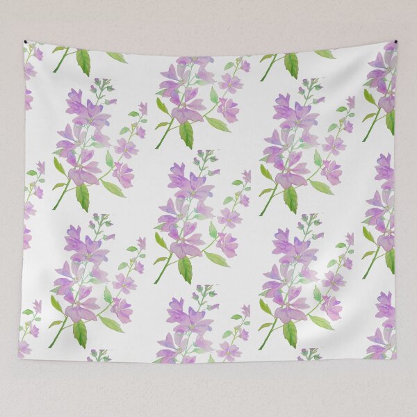 Item preview, Pink hollyhocks watercolour painting  designed and sold by esvb.