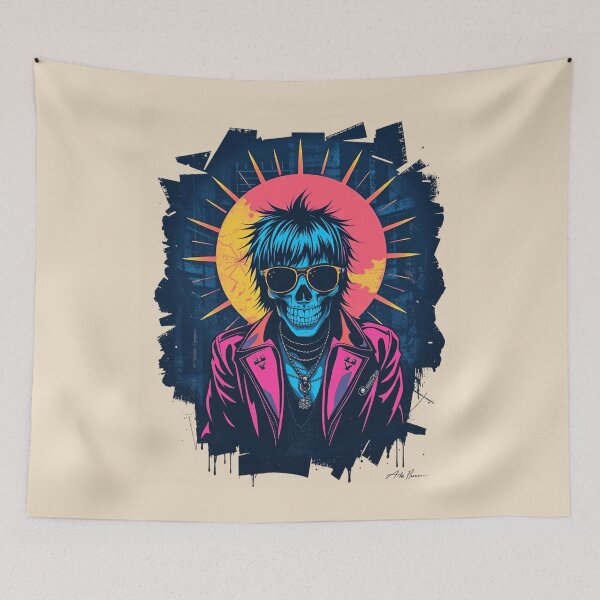 Item preview, Cyberpunk Neon Skull Retro Punk Graphic designed and sold by ERODED SELF.
