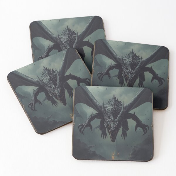 Item preview, Grimdark Black Dragon dark fantasy monster art designed and sold by MemoryZoneOfficial.