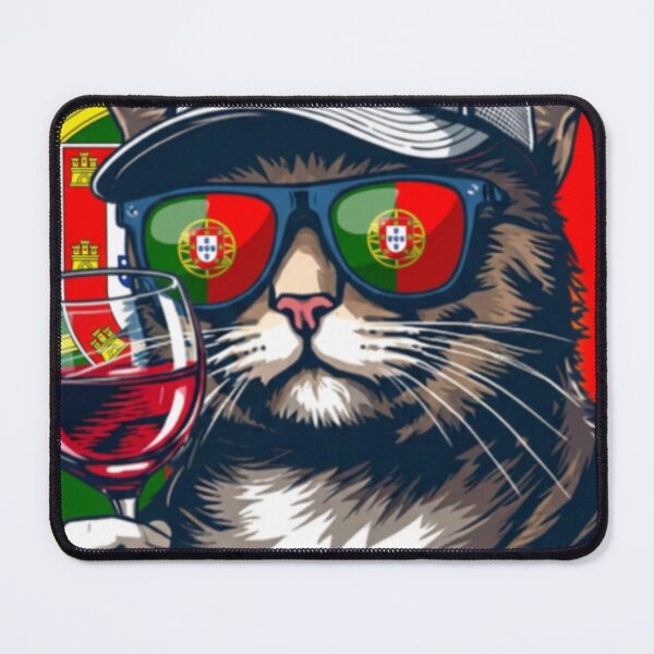 Item preview, Cool Portuguese Traveler Cat with Wine and Sunglasses designed and sold by brochhartart.