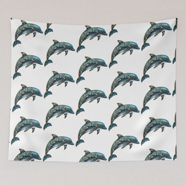 Item preview, Elegant dolphin ornamental ocean vintage style designed and sold by olenapetol.