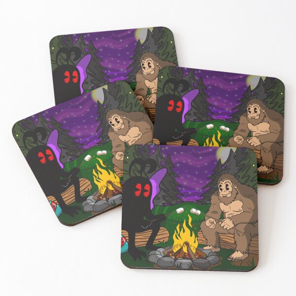 Item preview, Cryptid Campfire Club | Mothman & Bigfoot Camping Together designed and sold by Let There Be Art Studio.
