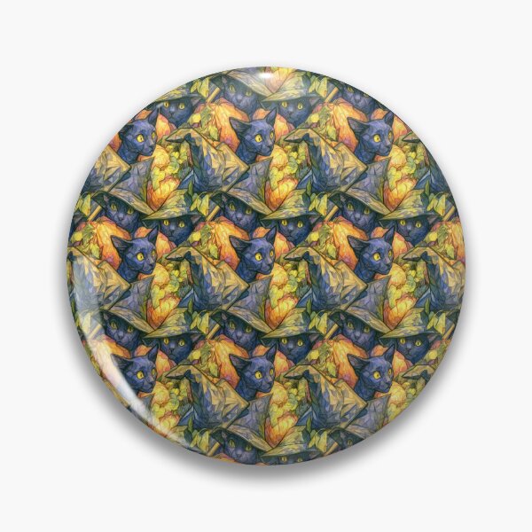 Item preview, Faceted Indigo Cats & Jack-o'-Lantern Mosaic designed and sold by TJ Art and Camera.