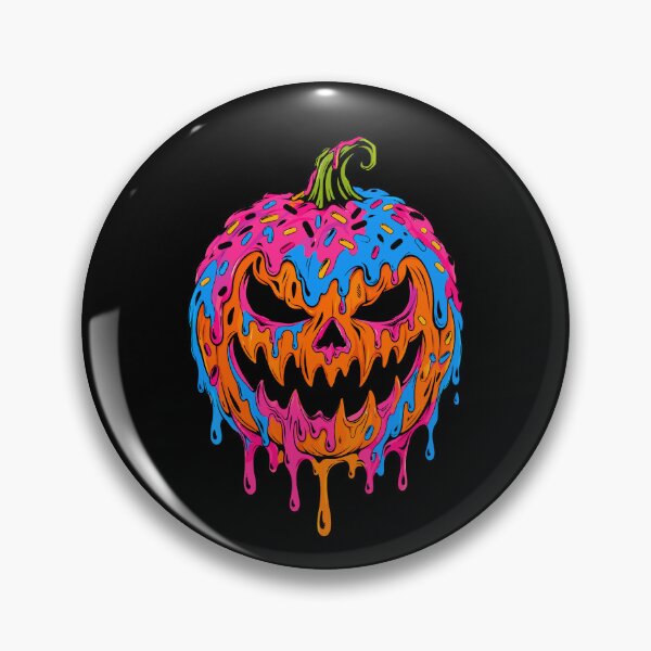 Item preview, Melting Halloween Pumpkin Face | Colorful Creepy Jack-O'-Lantern designed and sold by Betsytiptoe.