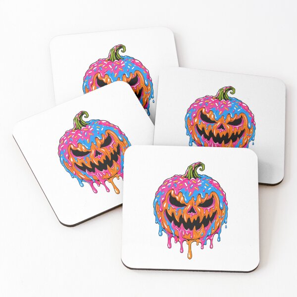 Item preview, Melting Halloween Pumpkin Face | Colorful Creepy Jack-O'-Lantern designed and sold by Betsytiptoe.