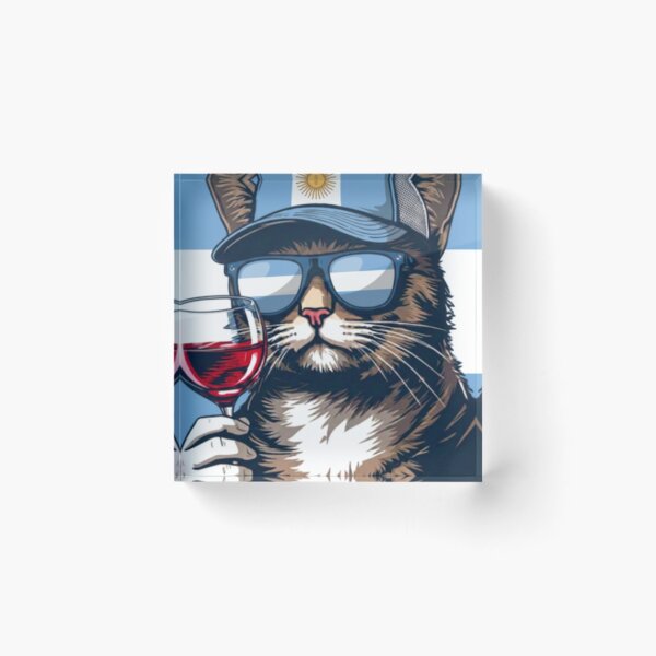 Item preview, Cool Argentine Traveler Cat with Mate and Sunglasses designed and sold by brochhartart.