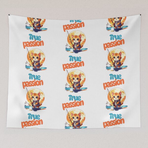 Item preview, Cute Fishing Cat True Passion Sunset Adventure designed and sold by PrintforDesign.