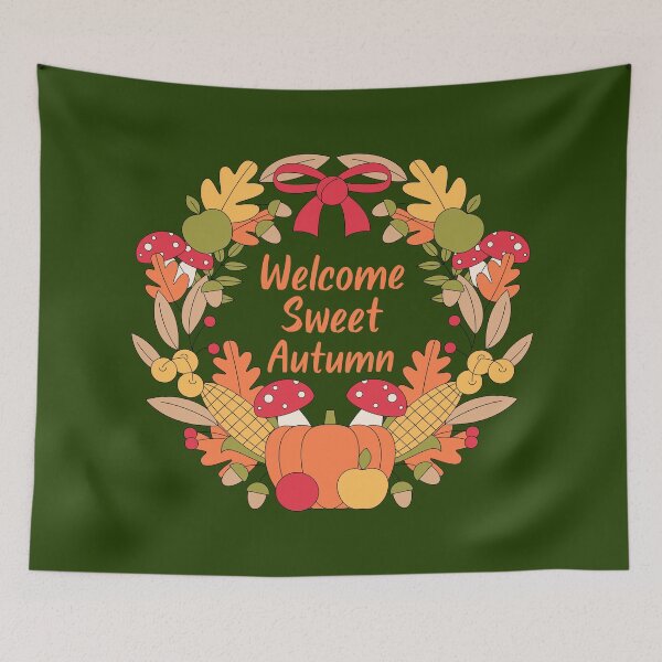 Item preview, Welcome Sweet Autumn Cute Fall Wreath Design designed and sold by Sachie's Studio.