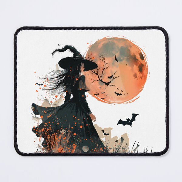 Item preview, Witch in black gown under orange moon designed and sold by Chris Art Printing.