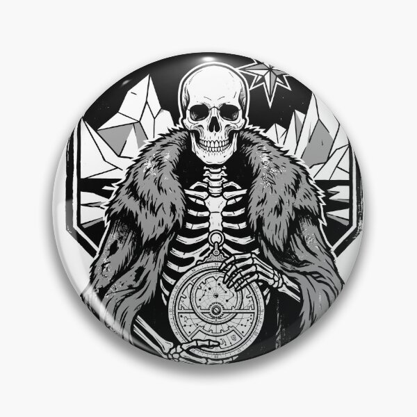 Item preview, Skeleton in Fur Cloak Holding Ornate Compass in Octagonal Frame with Star and Crystals designed and sold by MisteryDesigner.