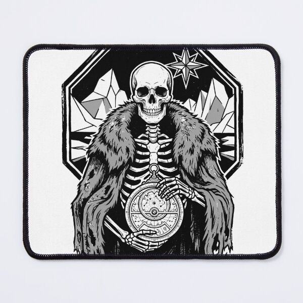 Item preview, Skeleton in Fur Cloak Holding Ornate Compass in Octagonal Frame with Star and Crystals designed and sold by MisteryDesigner.