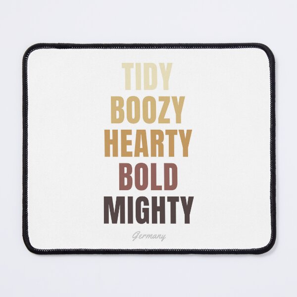 Item preview, Germany Wall Decor, Tidy Boozy Hearty Bold Mighty Typography designed and sold by MarkedArtPrints.
