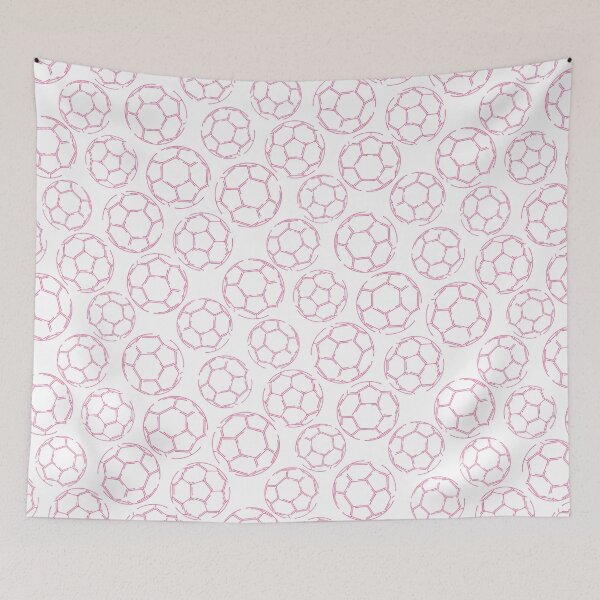 Item preview, Pink soccer balls line art pattern designed and sold by katzdzynes.