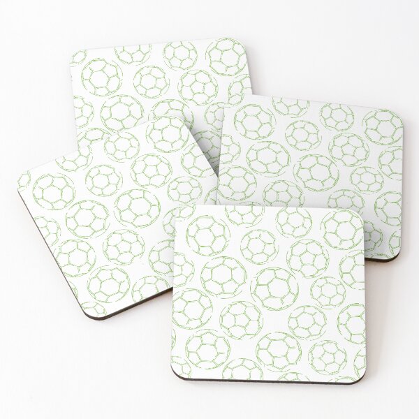 Item preview, Bright green soccer balls line art pattern designed and sold by katzdzynes.