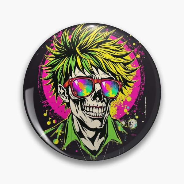 Item preview, 80s Synthwave Punk Rocker Neon Skull designed and sold by ERODED SELF.
