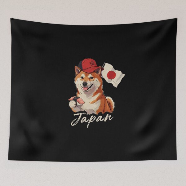 Item preview, Japan Shiba Inu Flag Salmon Sushi Nigiri Cap Mascot designed and sold by Enea Kelo.