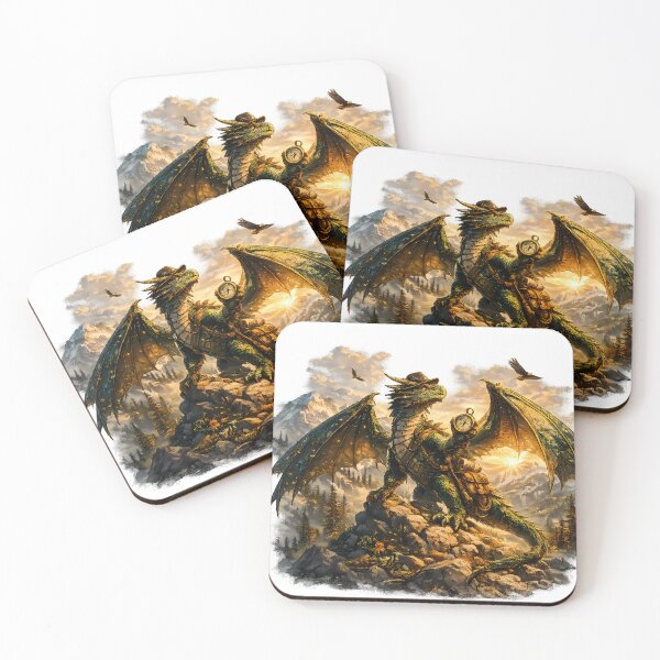 Item preview, Explorer Adventurer Dragon with Pocket Watch Vintage Mountain Fantasy designed and sold by DragonStore210.