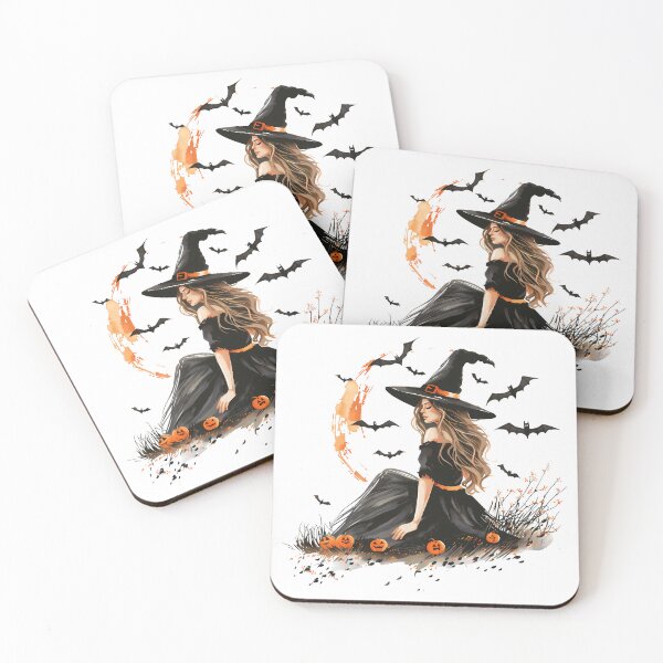 Item preview, Witch with Bats and Pumpkins designed and sold by Chris Art Printing.