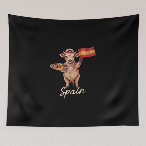 Item preview, Spain Cow Spanish Flag Seafood Paella Skillet Mascot designed and sold by Enea Kelo.