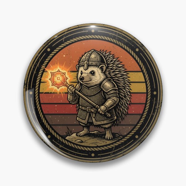 Item preview, Retro Cyber Knight Hedgehog Vintage Badge designed and sold by DuckOddity.