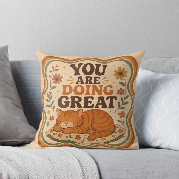 Item preview, Retro Orange Cat You Are Doing Great Quote | Cute Motivational Cat Gift designed and sold by Basma Designs | Funny Shirts, Stickers & Mugs.