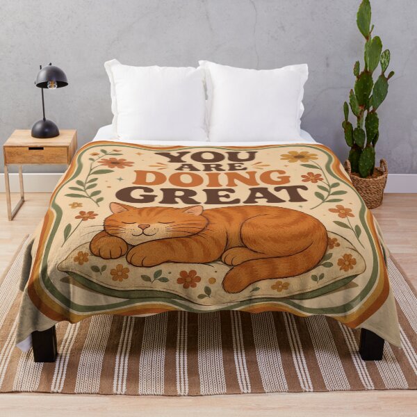 Item preview, Retro Orange Cat You Are Doing Great Quote | Cute Motivational Cat Gift designed and sold by Basma Designs | Funny Shirts, Stickers & Mugs.
