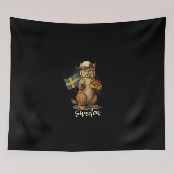 Item preview, Sweden Lynx Swedish Flag Cinnamon Bun Kanelbulle Mascot designed and sold by Enea Kelo.