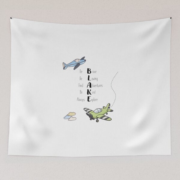 Item preview, BLAKE acrostic with affirmations Print | Personalized Nursery Wall Art | Airplane Adventure Baby | Aviation Baby Boy Room Decor | Inspirational Kids Name Poster designed and sold by AACreatives.