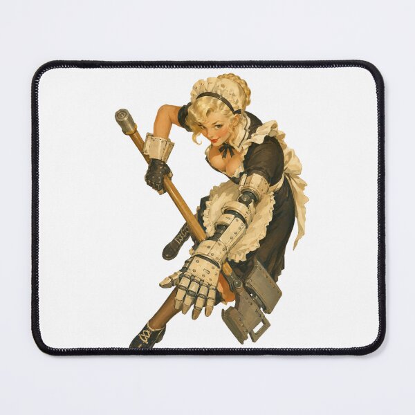 Item preview, Cybernetic Battle Maid Pin Up | Retro Sci-Fi Android Maid Original Art designed and sold by Cosplayvintage.