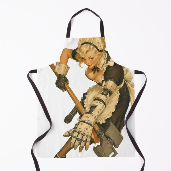 Item preview, Cybernetic Battle Maid Pin Up | Retro Sci-Fi Android Maid Original Art designed and sold by Cosplayvintage.
